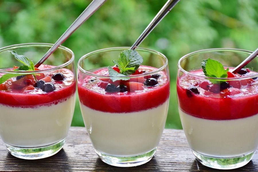 Panna cotta, fruits rouges
